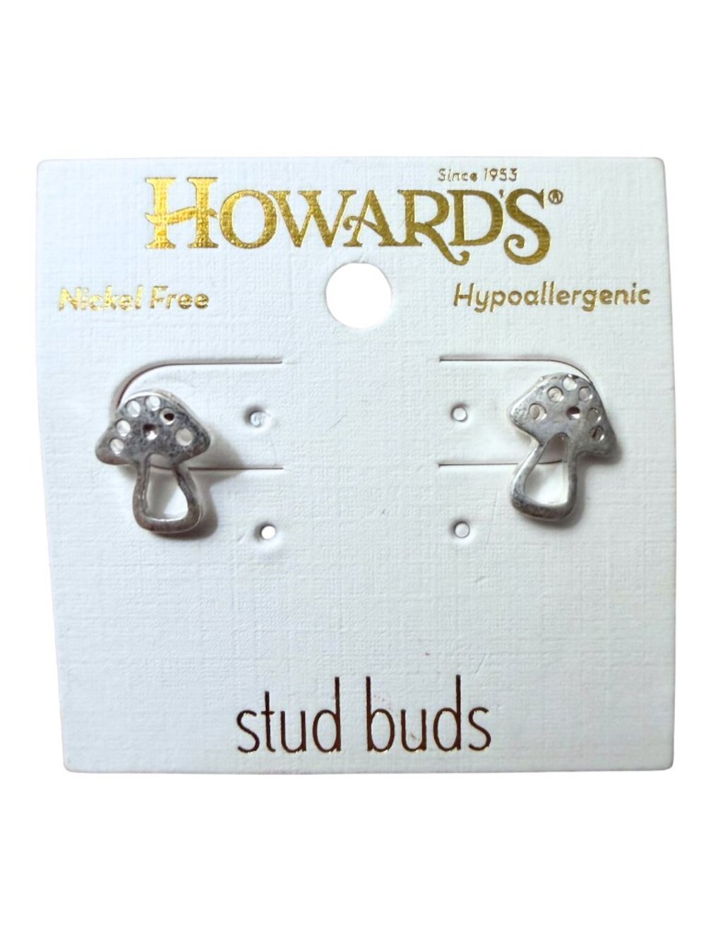 Howard’s Stud Buds Silver Mushroom Earrings NWT - Picture 2 of 3